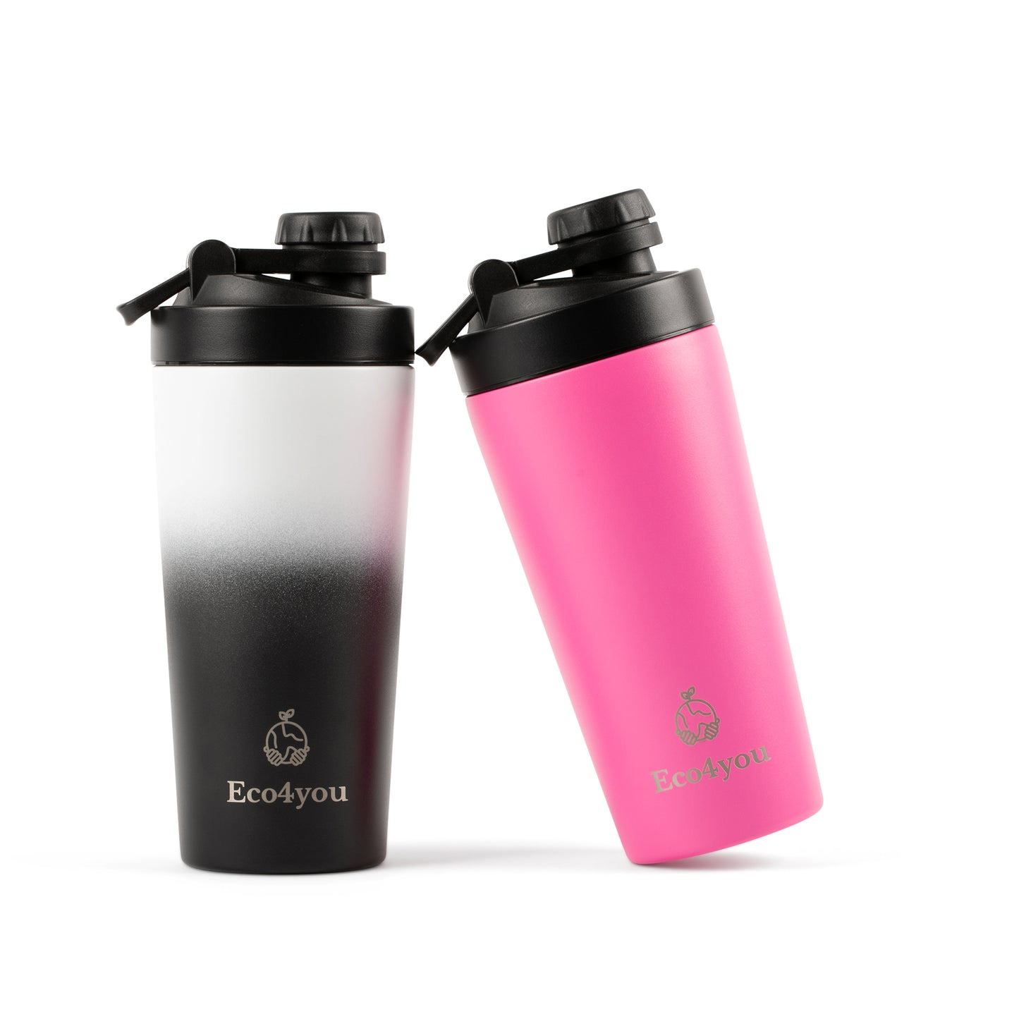 Eco4you 23oz Stainless Steel Shaker Bottle/ Infuser Black & White