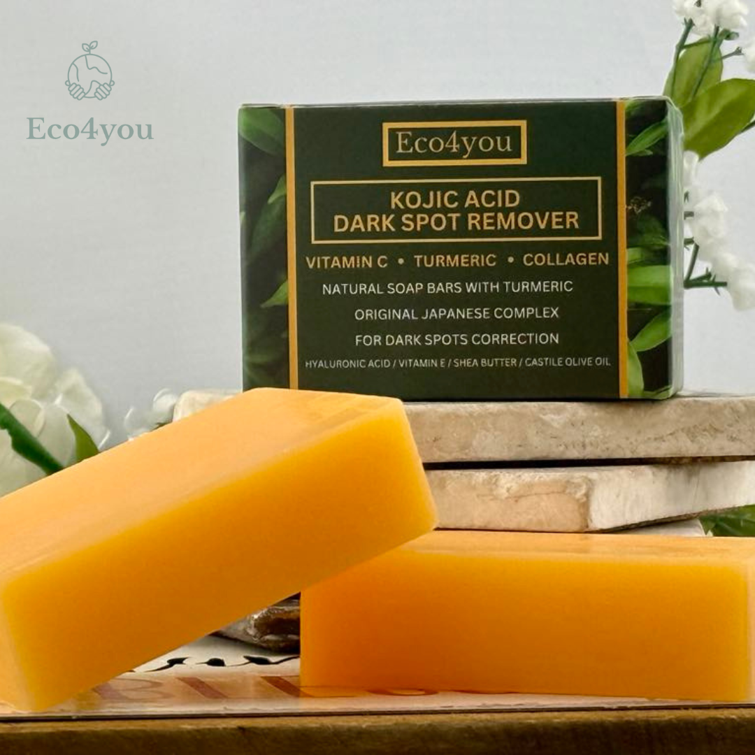 Eco4you Kojic Acid Soap for Dark Spots – Enhanced with Turmeric, Vitamin C, Retinol, and Collagen – Japanese-Inspired Formula with Hyaluronic Acid, Vitamin E, Shea Butter, and Castile Olive Oil (2 Pack)
