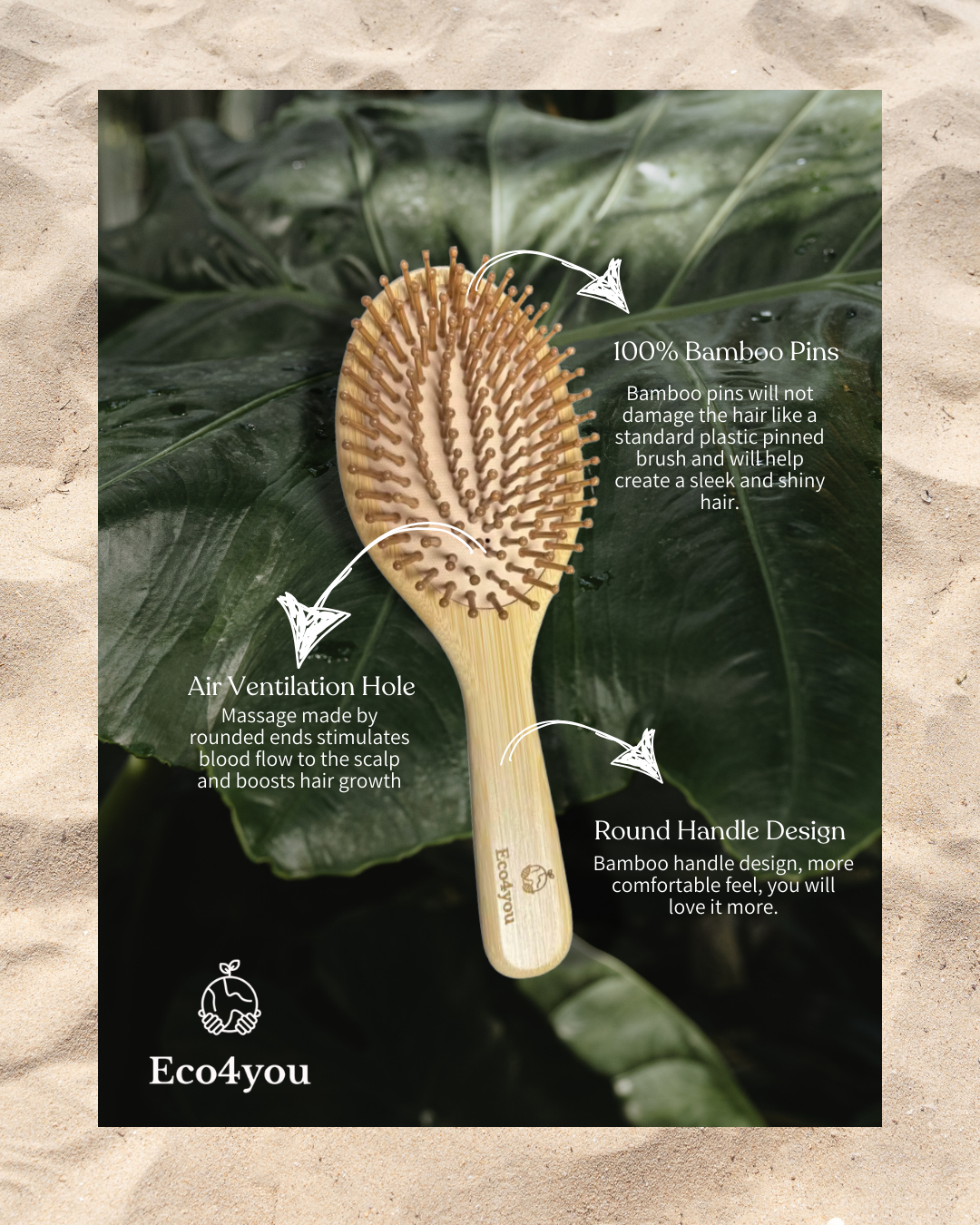 Bamboo Scalp Brush and Massager for All Hair Types | Eco4you