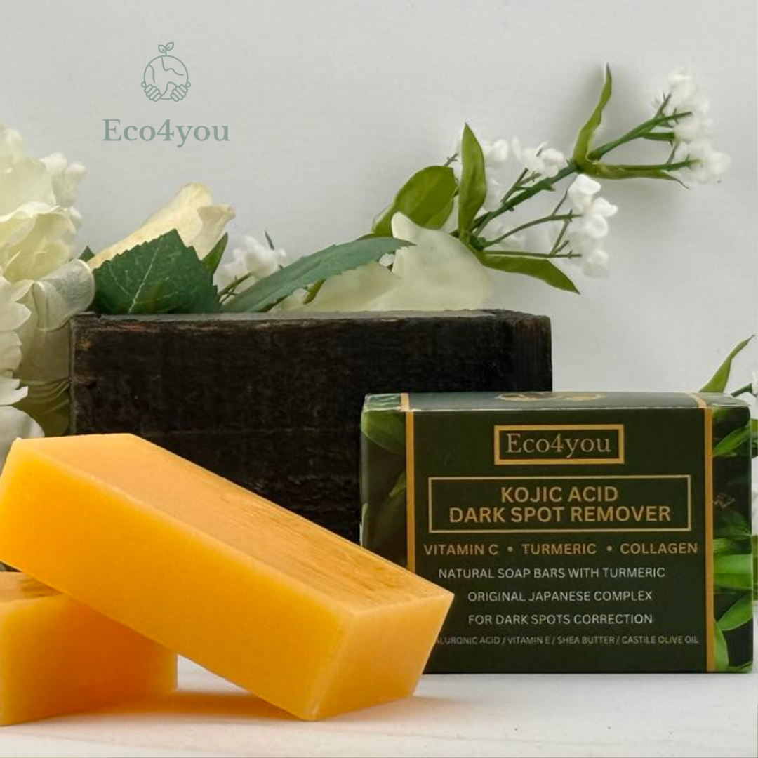 Eco4you Kojic Acid Soap for Dark Spots – Enhanced with Turmeric, Vitamin C, Retinol, and Collagen – Japanese-Inspired Formula with Hyaluronic Acid, Vitamin E, Shea Butter, and Castile Olive Oil (2 Pack)