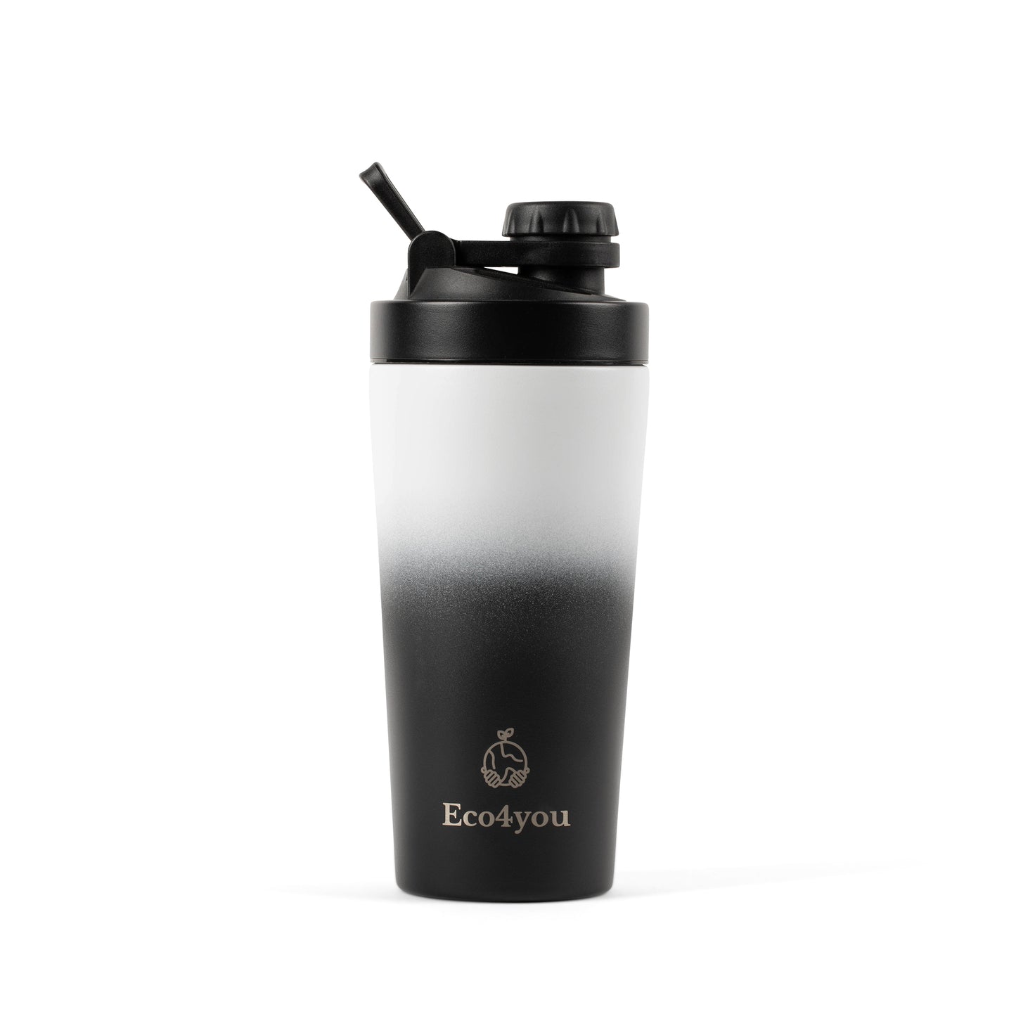 Eco4you 23oz Stainless Steel Shaker Bottle/ Infuser Black & White
