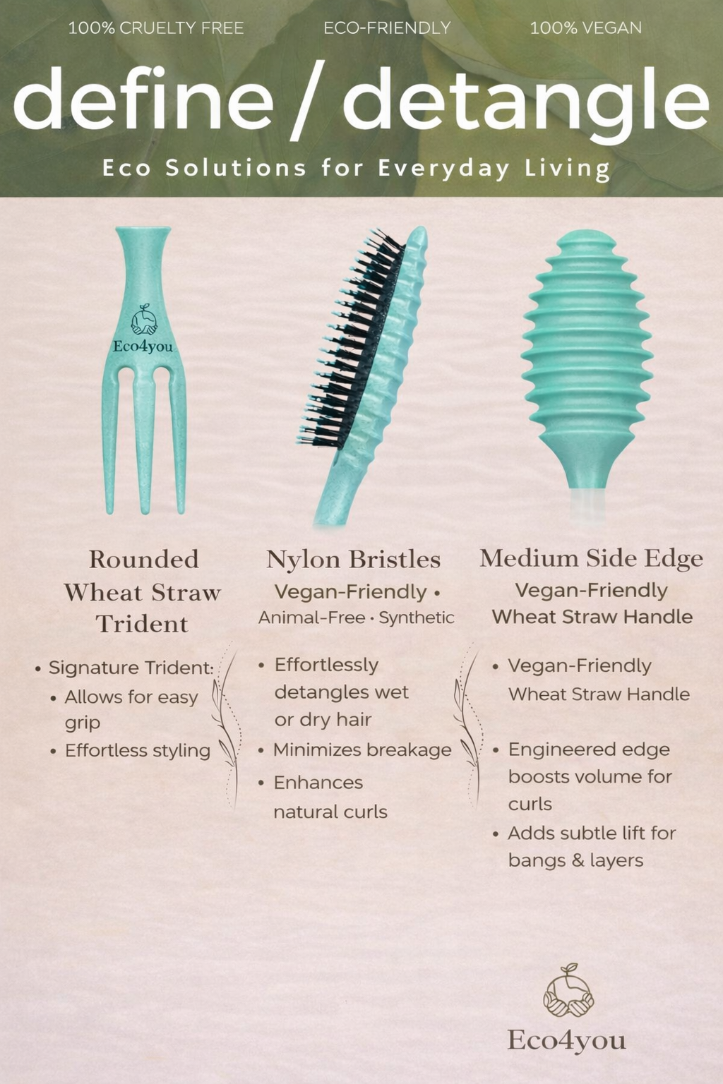 Detangler hair brush designed to define curls and smooth hair for everyday use