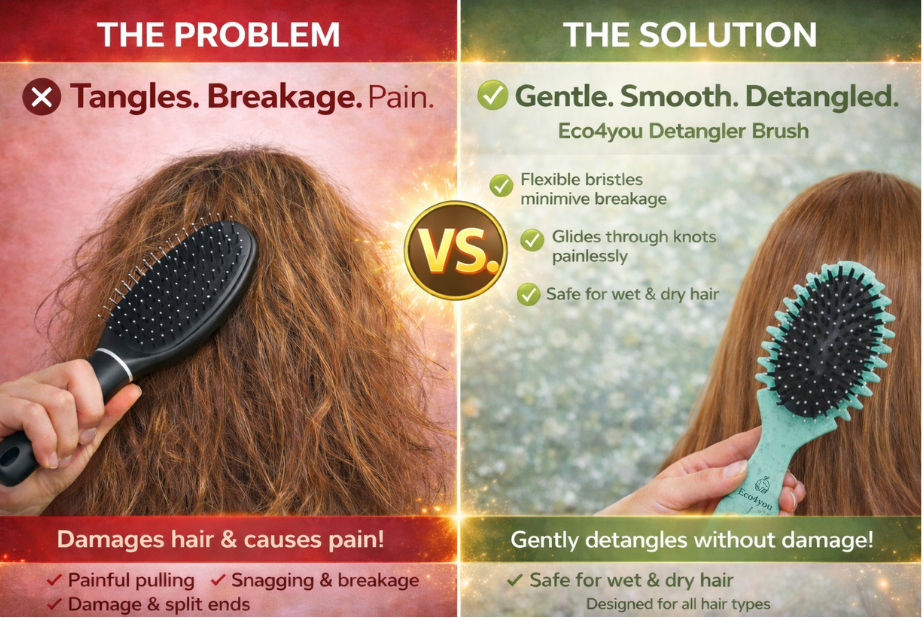 Detangling hair brush that helps prevent tangles, breakage, and hair damage